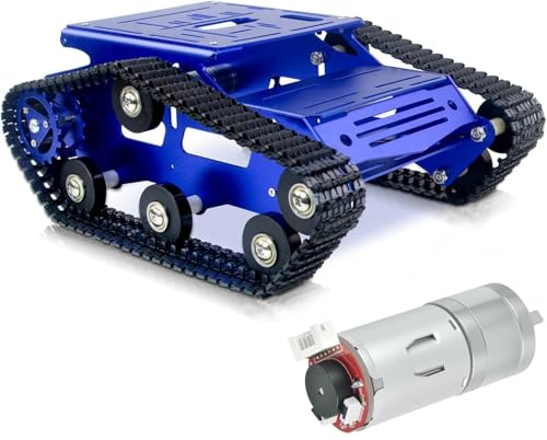 Image of Smart Robot Car Chassis Kit Full Metal Big Tank Chassis with 2WD Motors for Arduino Raspberry Pi Jetson Python DIY Smart Car Learning Kit(Blue1, with Encoder Motor)