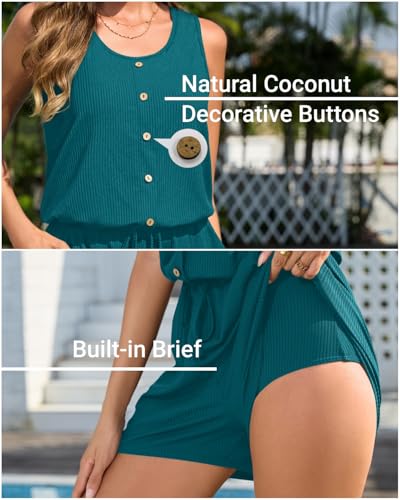Image of Tempt Me Women Romper Swimsuit - One Piece Bathing Suit with Shorts Modest Boyleg Swim with Pockets 2025
