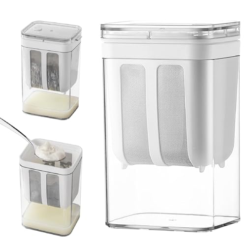 VBESTLIFE Colador de Yogur Griego, Filtro de Yogur de Malla Fina de Acero Inoxidable de 1100 Ml con Tapa y Ventilación, Herramienta de Cocina Reutilizable para Queso de Griego