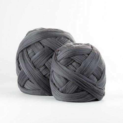 DIRUNEN Merino Wool Yarn Big Chunky Yarn Super Wool Roving Extreme Arm Knitting Giant Chunky Knit Blankets Throws Dark Gray 8 lbs