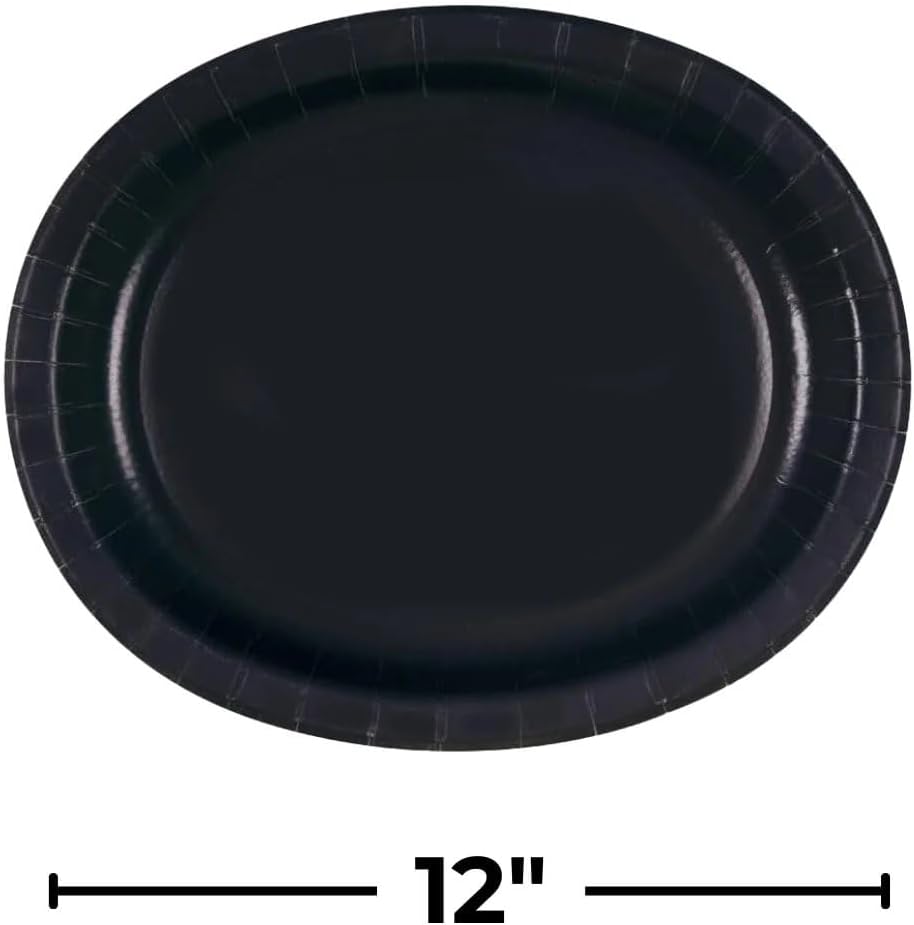 Black Solid Oval Plates - (Pack of 8) - Uniquely Elegant & Durable Tableware - Perfect for Holidays, Events, and Celebrations - Image 2