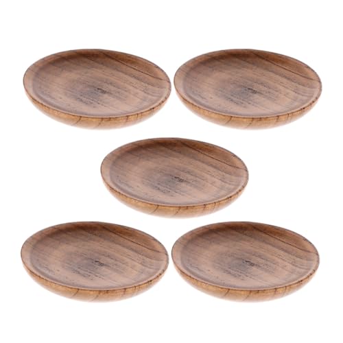 EXCEART Lot de 5 Mini Bols à Condiments en Bois Léger et Facile à Ranger, Forme Ronde Fêtes et Recevoir des Invités