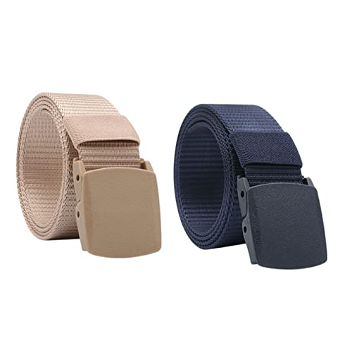 Homoyoyo 2pcs Canvas Tactical Belt Men Outdoor Training Waist Belt Plastic Buckle Adjustable Canvas Web for Men