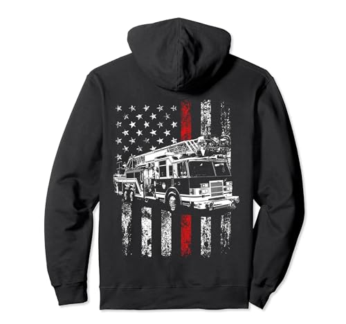 Fireman American Flag Shirt Thin Red Line Firefighter Hoodie Pullover Hoodie