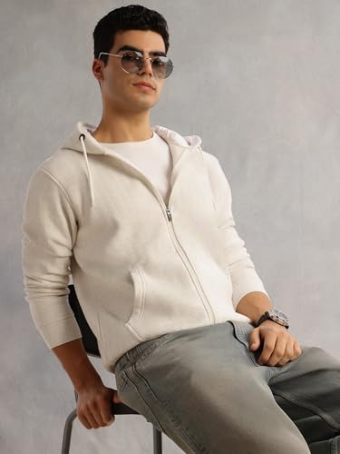 Image of Thomas Scott Men's | Regular Fit | Long Sleeves | Zip Closure | Front-Open | Dry Clean | 2 Pockets | Knitted | Hooded | Sweatshirt