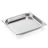WAS 7123 040 Serie 71 Chromnickelstahl Gastronormbehälter mit Stapelrand, Bodenlochung, 2/3 GN, 325mm x 354mm x 40mm