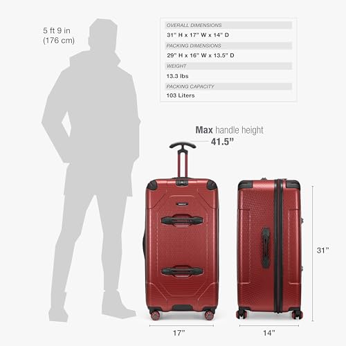 Image of Traveler's Choice Maxporter II Polycarbonate Hardside Trunk with Spinner Wheels, Red, 31-Inch Large Trunk