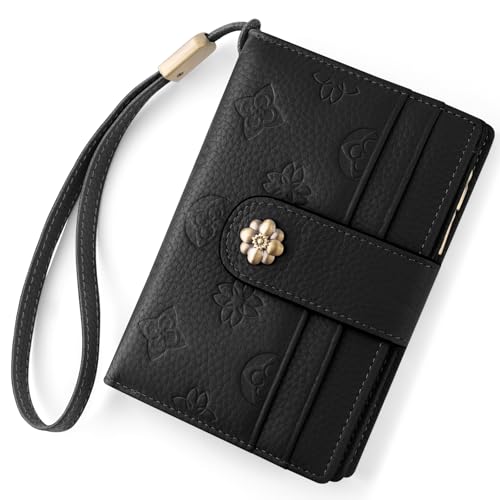 Image of XINNSTAR Small Wallet for Women RFID Blocking Leather Trifold Compact Card Wallets Ladies Wristlet Purse with Zipper Coin Pocket ID Window