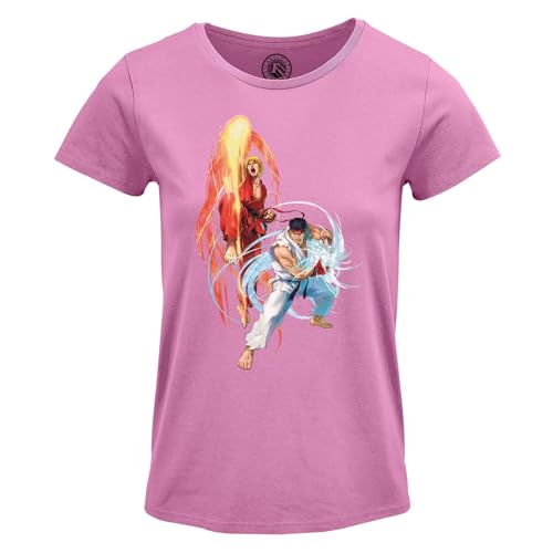 T-Shirt Femme Col Rond RYU et Ken Street Fighter Gaming Retro Combat