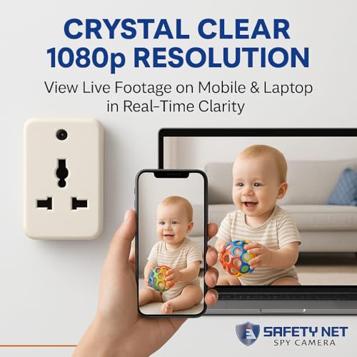 Image of SAFETYNET 1080P Full HD WiFi Security Camera | 24 /7 Continuous Power | iWFCam App Live View | Motion Detection | Loop Recording | Mobile & PC Monitoring (MINI Plug Camera)