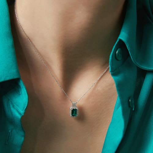 Collier Pendentif en Argent 925 Vert et Blanc, le Cadeau Idéal