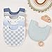 Susurration Muslin Baby Bibs 6 Pack Bandana Drool Bibs,Soft Square Adjustable Baby Drooling Bibs for Unisex Girls & Boys (Blue Star)