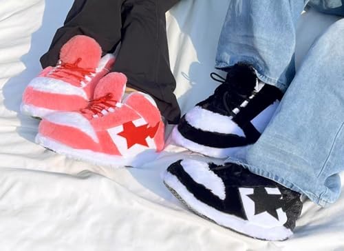 Image of CUTEGAL Sneaker Slippers Star Fluffy Shoes Memory Foam One Size Indoor Comfy and Trendy for Men Unisex Home Pantuflas