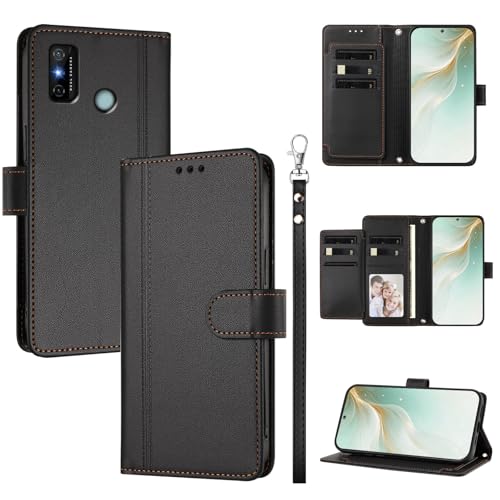 �X�}�z�P�[�X �Ή��@�� for Tecno Spark 6 Go,�Ή��@�� for Tecno Spark Go 2020 / 2021 �X�}�z�P�[�X�y�E�H���b�g�f�U�C�� �f���A���J�[�h�X���b�g �L���b�V�� �t���b�v���X�^���h �����h�~�zBlack
