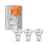 reflector led 10w rgb interiores / exteriores c/control Volumen de suministro: 12 x Lámpara LED reflectora GU10, 5 W, 230 V, RGBW, 2700…6500 K, Regulable, 100 % Libre de mercurio