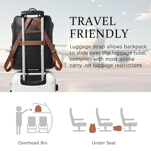 Image of Shrrie Vegan Leather Laptop Backpack for Women 15.6 inch Work Backpack Fashion Travel Backpack Purse for Business College