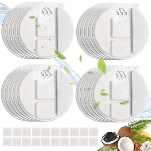 Image of 40 Packs for Petlibro Dog Fountain Filters Replacement, Compatible with PETLIBRO 2.1Gal /8L Capsule Dog Fountain Water Dispensers PLWF008 (20 Replacement Water Filter + 20 Pre-Filter Sponges)