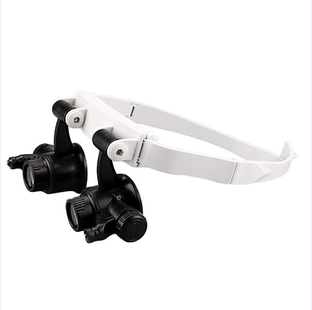 Magnifiers, Lighted Headset Magnifying Glasses, with 2Led Lights Head-Free Magnifier Loupe for Electronics Eyelash Crafts Jewelry Circuit Watch Repair,10X,15X,20X,25X
