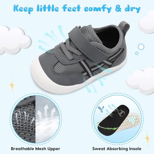 Image of Scurtain Baby Shoes Boy Girl First Walking Shoe Infant Crib Breathable Sneakers Lightweight Barefoot Shoes for Babies