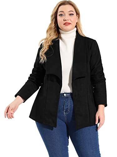Agnes Orinda Plus Size Faux Suede Jackets for Women Long Sleeve Drape Open Front Jacket4