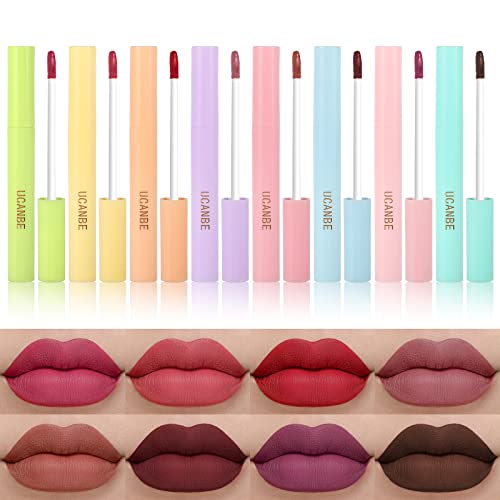 Ucanbe 8Pcs Dream & Macaron Matte Liquid Lipstick Makeup Set, 24 Hour Long Lasting Lip Gloss Kit, Waterproof Durable Red Lip Stick Lip Stain Make Up Gift Kit For Women And Girls #TOP29