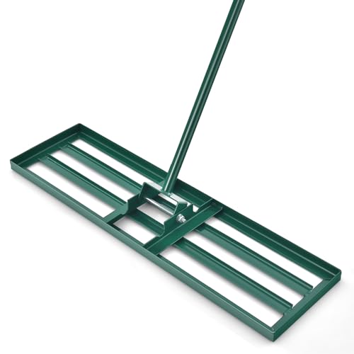 RELAX4LIFE Rastrello da Giardino 75/91/106cm, Rastrello Livellatore per Prato, Attrezzo da Giardino in Metallo per Livellare il Terreno e la Sabbia del Prato (106 x 25 cm)