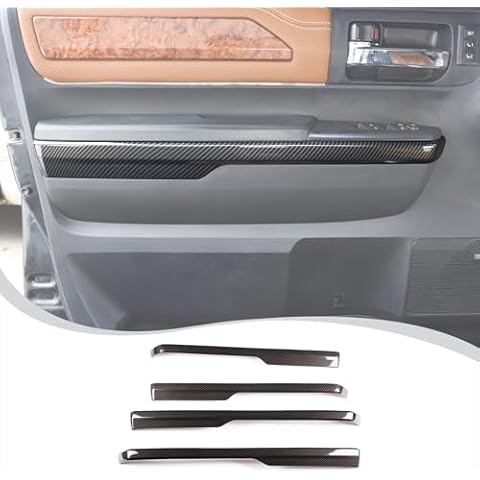 LLKUANG Car Inner Door Armrest Panel Decoration Strip Trim Compatible with Toyota Tundra 2014-2020 Pickup Car Door Protective Panel Cover Accessories(Not fit Double Cab Model) (ABS Carbon Fiber) Cover