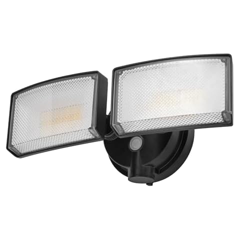 CELAVY 30W 3000 Lumen LED Dual-Head Flood Light Outdoor, Metal Exterior Metal Security Lights, 3000K/5000K Light, IP65 Waterproof Wall/Eave Mount Flood Light for Garage, Patio, Yard (Black) Cover