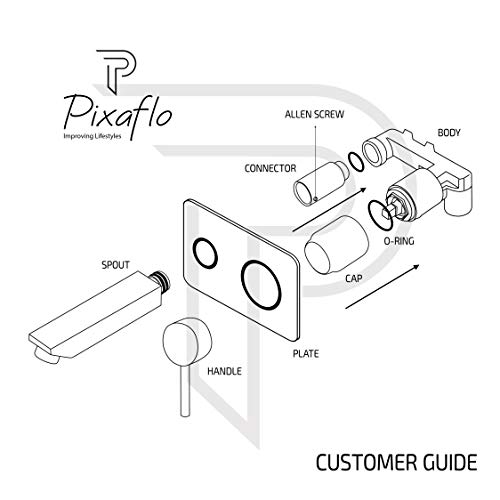 Image of Pixaflo Brass Concealed Single Lever Chrome Basin Mixer with Exposed Parts Kit (Complete Set) (Extant)