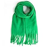 AUSEKALY Women's Scarf Big Colorful Thick Blanket Wrap Winter Oversized Warm Chunky Scarves Solid Green