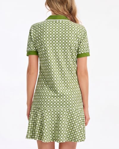 Image of YEXPINE Polo Dress for Women Short Sleeve Ruffle Hem Golf Tennis Summer Mini Dresses