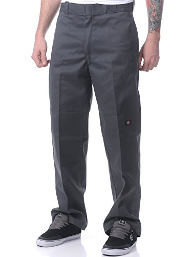 Dickies Men's Loose Fit Double Knee Twill Work Pant, Charcoal Grey, 34W x 32L