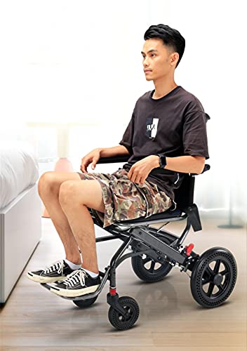 Emot Portable Folding Wheelchair, Travel Wheelchair With Handbrake, Lightweight Transport Wheelchair For The Elderly And Children (With Bag) (6+8 Inch Pvc Casters) #TOP7