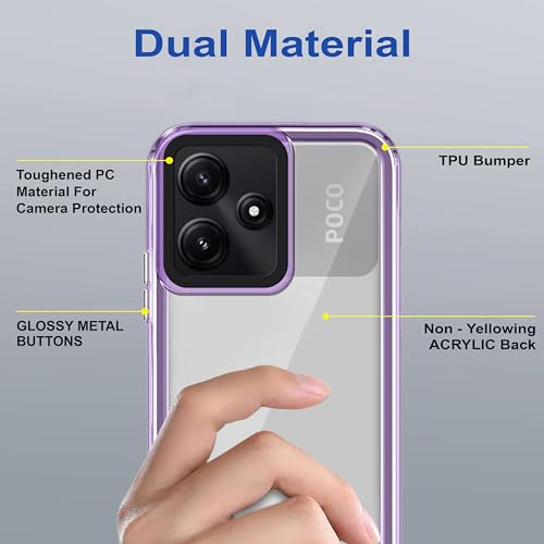 Image of Zapcase Back Case Cover for Poco M6 Pro 5G | Compatible for Poco M6 Pro 5G Back Cover | Case Cover with Camera Protection | (TPU + PC | Translucent Purple)