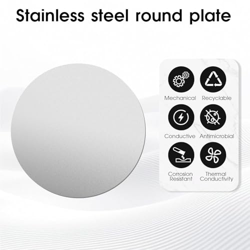 Uxney Edelstahlscheibe 80mm x 2mm, AISI 304 Rostfrei Metallplatte-Edelstahl Disc-Runde Edelstahlplatten für Modellbau, Schmuckherstellung, DIY Basteln (5 Stück)