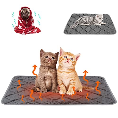 Self Warming Cat Bed Thermal Mat Pad, Crate Mats for Dog Cages Self Warming Cat Bed Mat Dog Rugs for Sleeping with Anti-Slip Bottom Machine Washable Soft Keeps Warm for Puppy Kittens (L)