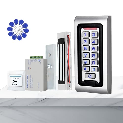 Kit de système de contrôle d'accès ReaIOKbii Étanche avec clavier de contrôle, serrure magnétique électrique 180KG/350lbs, bouton de sortie de porte,...