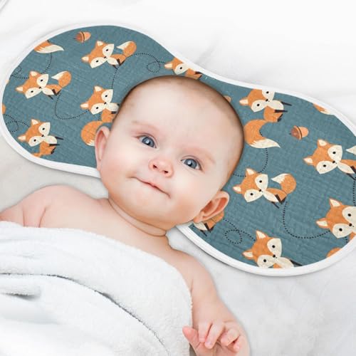 J JOYSAY Cute Foxes Teal Baby Burp Cloths for Boys Girls Large 22''x11'' Cotton Fabric Drool Cloths Extra Absorbent Soft 4 Layer Burp Cloths Pack for Girl Boy 1 Pack4