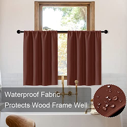 Xtmyi Rustic Kitchen Curtains For Cabin,Small Cafe Tier Antique Country Style Curtains For Bathroom Window,36 Inch Length,Rust Brick Red Redwood Brown #TOP4
