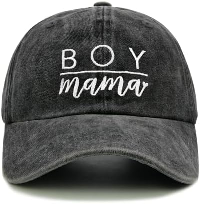 Boy Mama Baseball Cap for Women, Adjustable Cotton Embroidered Mo...