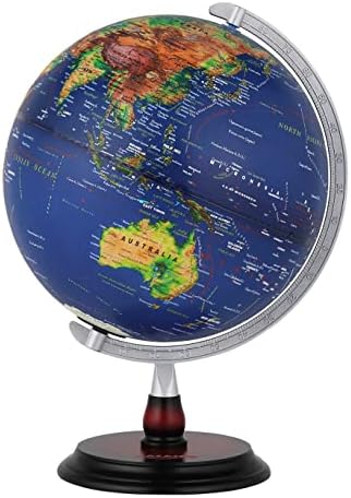 TUFFIOM 13 inch World Globe, Illuminated Spinning Earth Globe Display Nightlight with AR teaching and LED Night Light, Lamp ABS Sphere Wooden Base