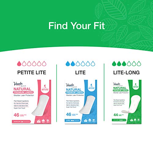 Veeda Daily Natural Premium Incontinence And Postpartum Panty Liners, For Bladder Leakage Protection, Lite Long Absorbency, Long Length, 44 Count #TOP4