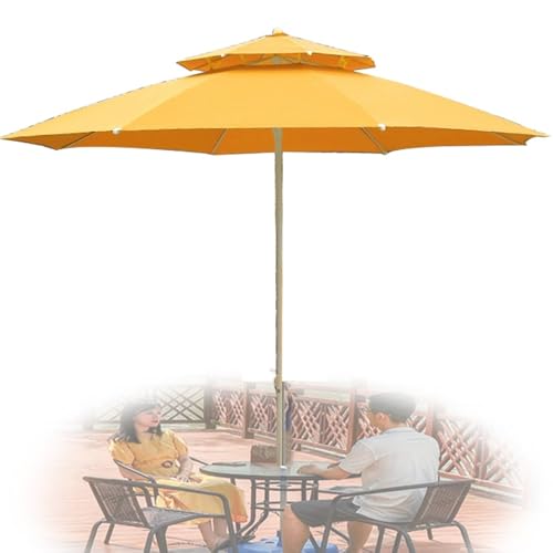 QSPNVFB Ombrellone da Giardino 2 Livelli 250cm 300cm Antivento Grande Copertura De Mercati Protettivo UV Ombrellone da Terrazza Cortile Piscina Spiaggia(Yellow,300cm(10ft))