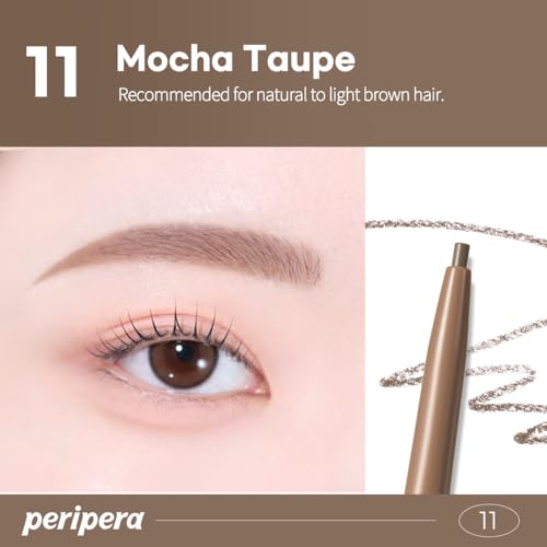 Image of PERIPERA Speedy Skinny Brow (11 MOCHA TAUPE),1.5mm Precise Eyebrow Pencil, Dual-Sided Fine Tip Shades, Define Fills Brow Make up, K Beauty, Korean Make-up, Safe for Sensitive Skin