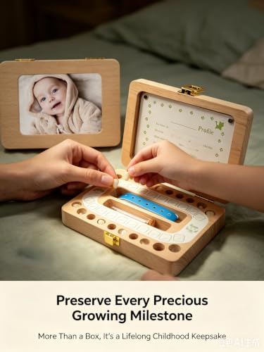Tooth Fairy Tooth Holder, Handcrafted Natural Wood Storage Box with Fairy Gold Coin, Ideal for Baby Teeth Umbilical Cord Lanugo, Odorless Non-Toxic Keepsake Organizer for Lost Teeth (Large) — view 5