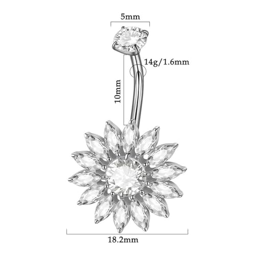 Piercing de ombligo cómodo de aleación floral que no se engancha en la ropa 5