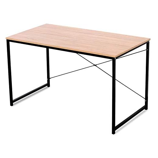 WOLTU - Escritorio de Madera de Roble y Acero 120x60x70 cm