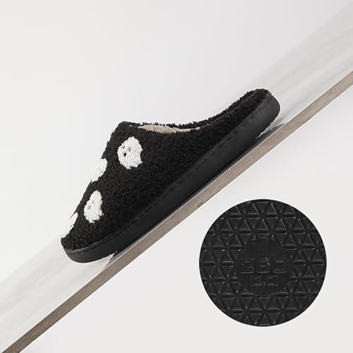 Image of Halloween Pumpkin Slippers for Womens Mens Plush Warm Spooky Lantern Pumpkin Slippers House Shoes