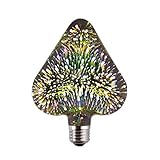 Lampenfassung: E27 ZIHUINI Lampe Feuerwerk Glühbirne 3D KTV Kreative 3D Feuerwerk Glühbirne Feuerwerk Licht Herz Bunt E27 Home Decor Weihnachtsferien LED Lampe, Silber