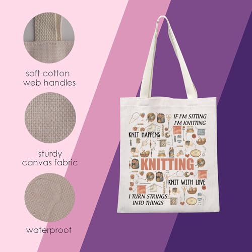 Image of MNIGIU Funny Yarn Gift Knitting Tote Bag Knitting Lover Gift Yarn Storage Bag Knitter G-ift Crochet G-ift